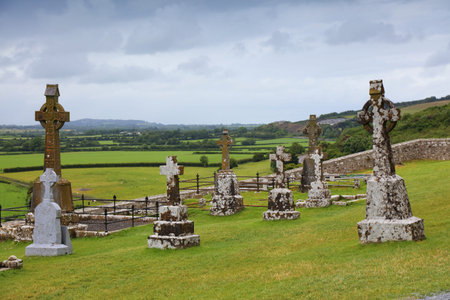 Cemetery at Rock of Cashel historical site located at Cashel, County Tipperary, Ireland. National monument of Ireland.の写真素材