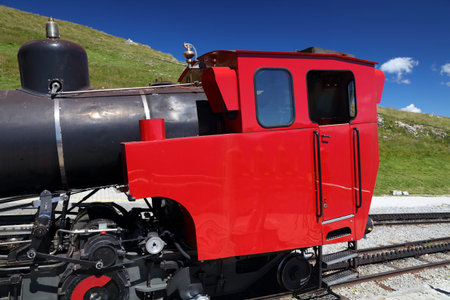 Schafberg mountain in Salzkammergut region of Austria. Schafberg rack railway (cog railway) line....