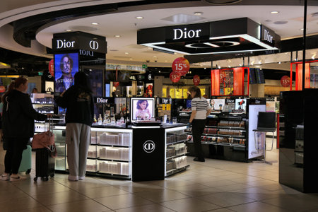 DUBLIN, IRELAND - JULY 8, 2024: Dior premium cosmetics brand at a duty free airport store in Dublin,...