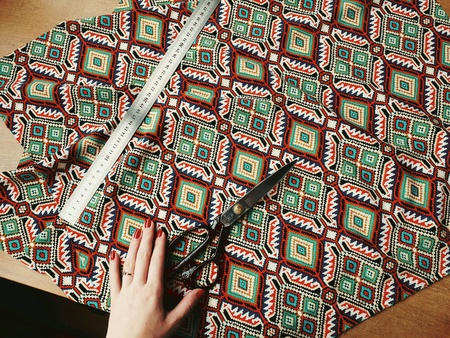 Tailoring and designing a new dress in the backgroundの素材