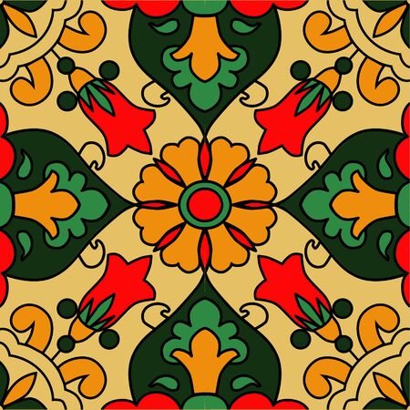 Mosaic, art flower decoration floralのイラスト素材