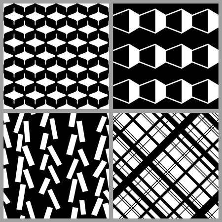 Seamless patterns set, black and white backgrounds collection.のイラスト素材