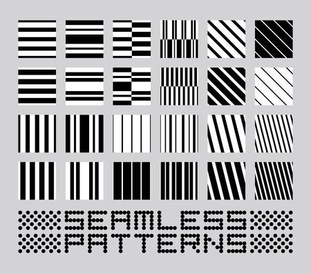 Seamless patterns set, black and white backgrounds collection.のイラスト素材
