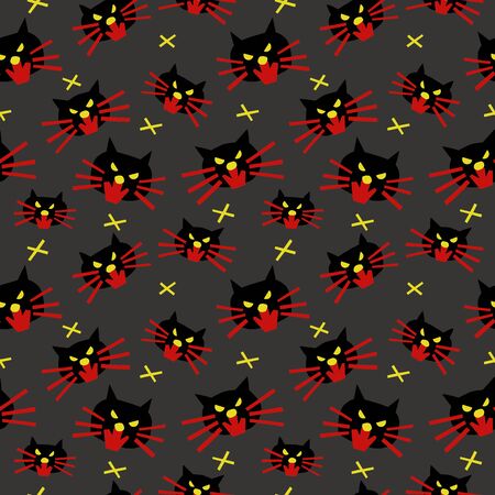 Background of angry cats. Seamless pattern. Vector.のイラスト素材