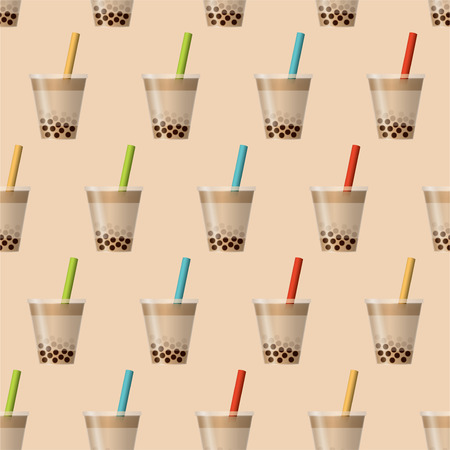 Bubble tea background. Seamless pattern vector.のイラスト素材