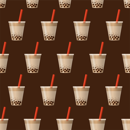 Bubble tea background. Seamless pattern vector.のイラスト素材