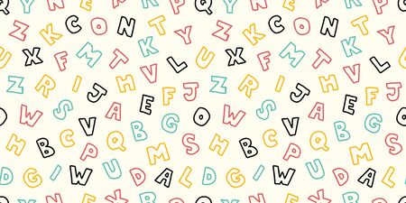 Alphabet illustration background. Seamless pattern. Vector.のイラスト素材