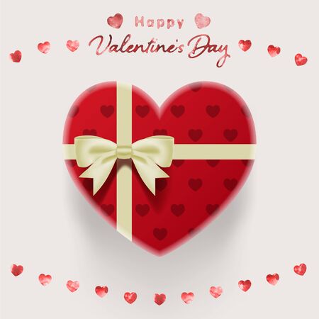 Valentine gift box. Heart shapes and ribbon.のイラスト素材
