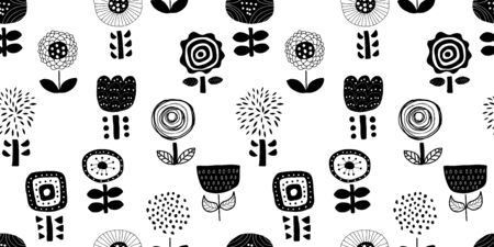 Flower background. Seamless pattern. Vector.のイラスト素材
