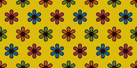 Retro flowers background. Seamless pattern.Vector.