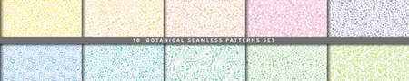 Seamless vector pattern set.  Botanical motif, nature motif background.