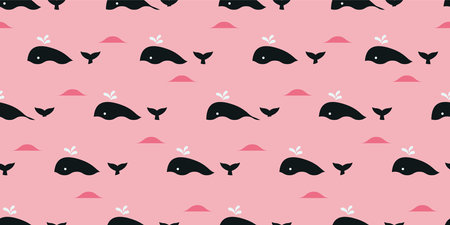 Whale illustration background. Seamless pattern. Vector.のイラスト素材