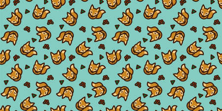 Foxes illustration background. Seamless pattern. Vector.