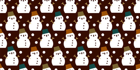 Snowman illustration background. Seamless pattern. Vector.のイラスト素材