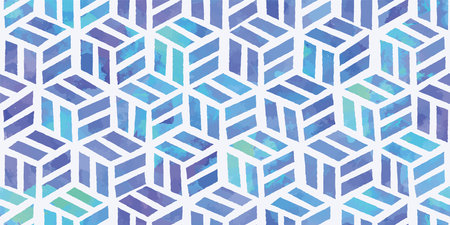 Japanese motif watercolor background. Seamless pattern.Vector.のイラスト素材