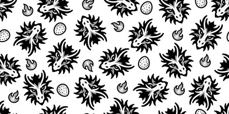 Mystical dragon background.Seamless pattern. Vector.のイラスト素材