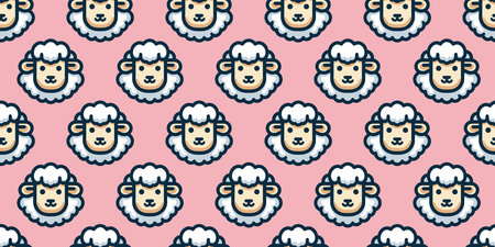 Fluffy Sheep Seamless Pattern. Vector.のイラスト素材