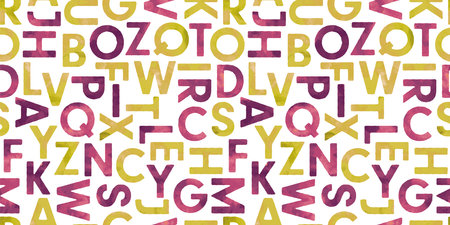 Watercolor alphabet background. Seamless pattern.Vector.のイラスト素材
