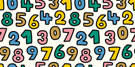 Playful Cute Numbers Seamless Pattern Background Design Illustration
