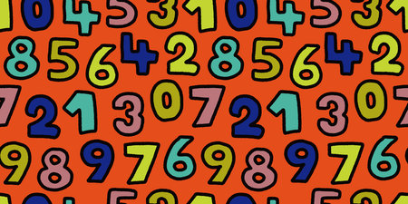 Playful Cute Numbers Seamless Pattern Background Design Illustration
