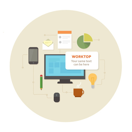Flat design office work pictograms illustrationのイラスト素材