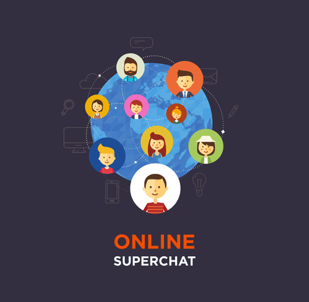 Online chat social media illustration. Vectorのイラスト素材