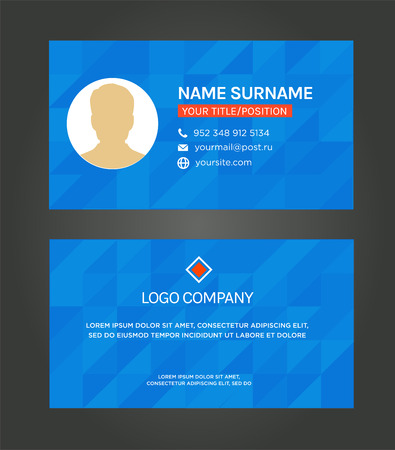Business card template, blue pattern vector design editable. Personal card. Two-sidedのイラスト素材