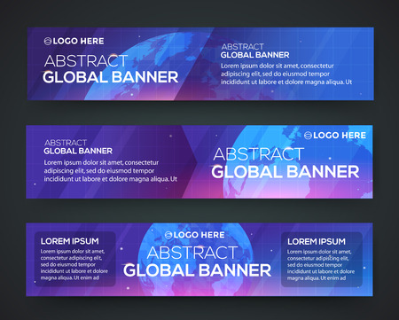 Business banner set. Globe on a blue background. Eps 10のイラスト素材