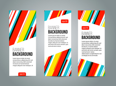 Abstract banner design, red yellow and blue color line style. Vectorのイラスト素材
