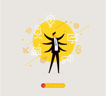Businessman development startup icons. Vector illustration Eps10 file. Success ratesのイラスト素材