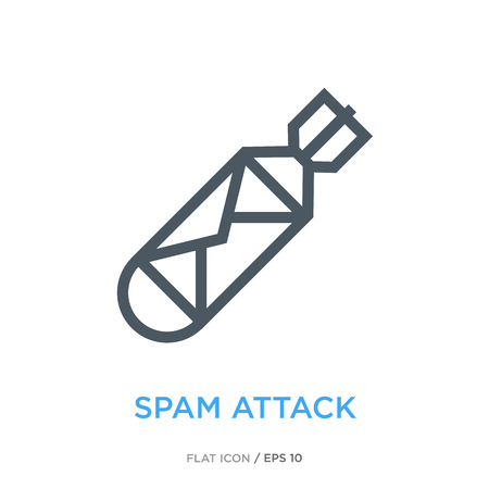 Spam attack line flat icon vector illustration.のイラスト素材