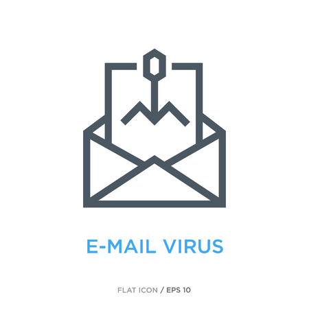 Virus in an envelope as e-mail virus symbol. Simple line flat icon.のイラスト素材