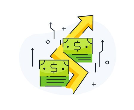 Profit growth. bank notes. Way to success, exchange rate. Business concept. line icon illustrationのイラスト素材