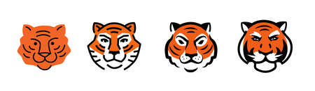 tiger abstract icon. Lines, design elements, background decorationのイラスト素材