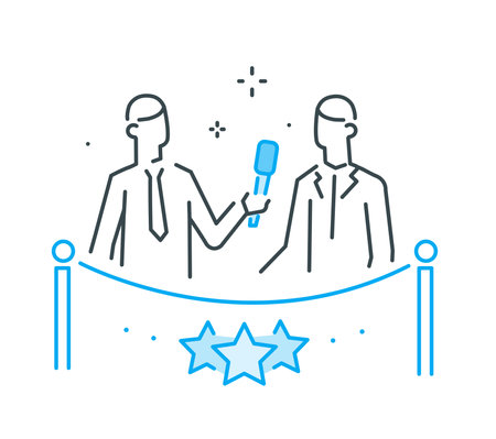 Star gives interview, red carpet, award, journalism, mediaのイラスト素材