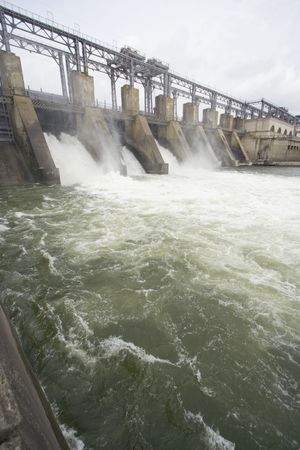 Vertical view of the hydroelectric power plant from Dubasari, Moldova.の写真素材