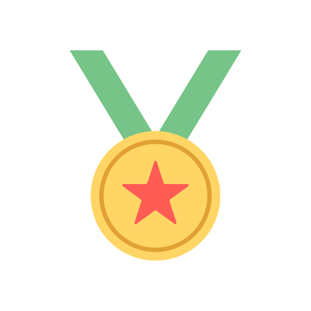 Vector gold medal with relief detail of red star and reflections conceptual.のイラスト素材