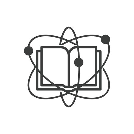 Online education icon of book with atom.のイラスト素材