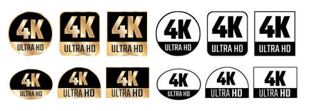 4k Ultra Hd icon. Vector 4K UHD TV symbol of High Definition monitor display resolution standard.のイラスト素材