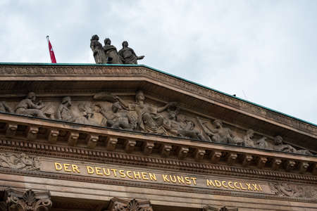 Berlin / Germany - June 7 2020: Alte Nationalgalerie roof and carvingsのeditorial素材