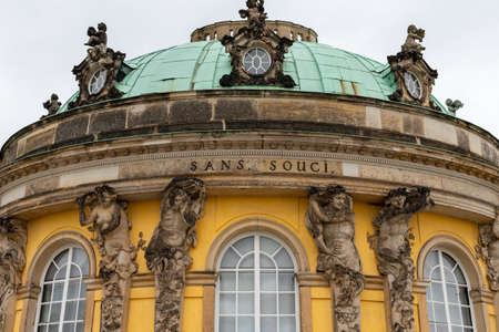 Potsdam / Germany, 04 Jul 2020:  Architectural detail from the central bow of the garden faÃ§ade: Atlas and Caryatids.のeditorial素材