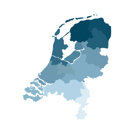 Vector isolated simplified illustration icon with blue silhouettes of Netherlands (Holland) provinces. Administrative divisionsのイラスト素材