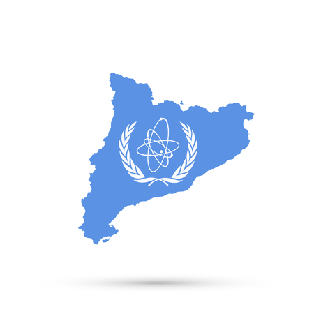 Catalonia map in International Atomic Energy Agency (IAEA) flag colors, editable vector.のイラスト素材