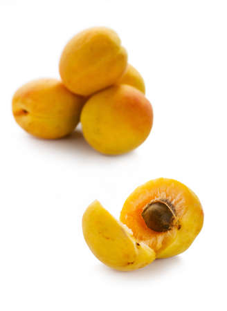 Apricots isolated on white with clipping pathの写真素材