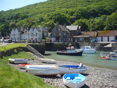 Creek, Porlock Weir, Exmoor, South West Englandの写真素材