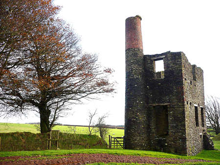 Engine House ruins from the dismantled West Somerset Mineral Line Railway, Exmoor, South West Englandの写真素材