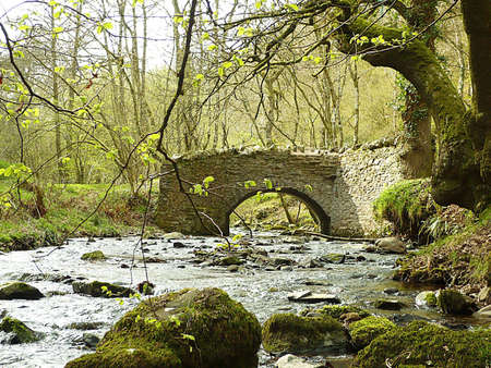 Nutscale Water at Pool Bridge, Exmoor, South West Englandの写真素材