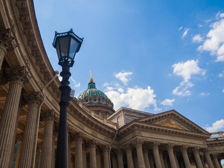Kazan Cathedral in Saint-Petersburg, Russia. Russian Orthodox Church, city landscape