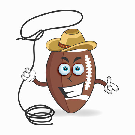 The American Football mascot character becomes a cowboy. vector illustrationのイラスト素材