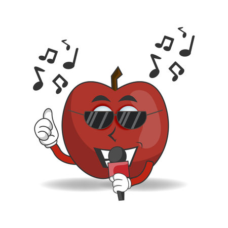 The Apple mascot character is singing. vector illustrationのイラスト素材